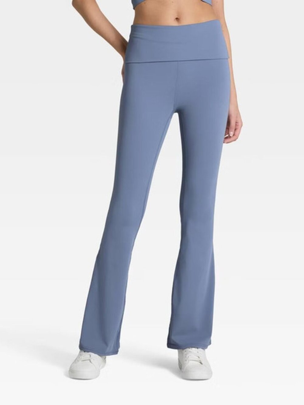 NWOT JoyLab Foldover Waistband Flared Leggings Slate Navy Blue Large Regular